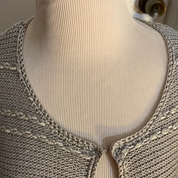 Ruby Rd. Khaki Cardigan n ribbon sweater - Picture 2 of 10